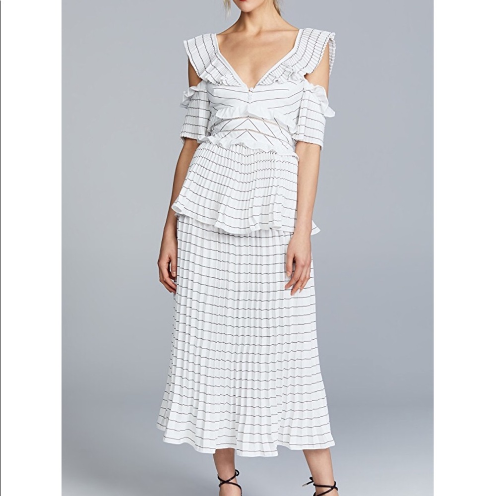 Self-Portrait Monochromed Trimmed Dress